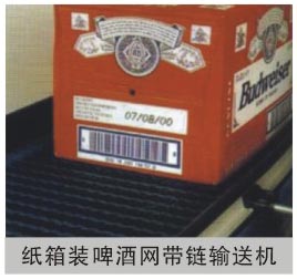 纸箱装啤酒网带链输机 